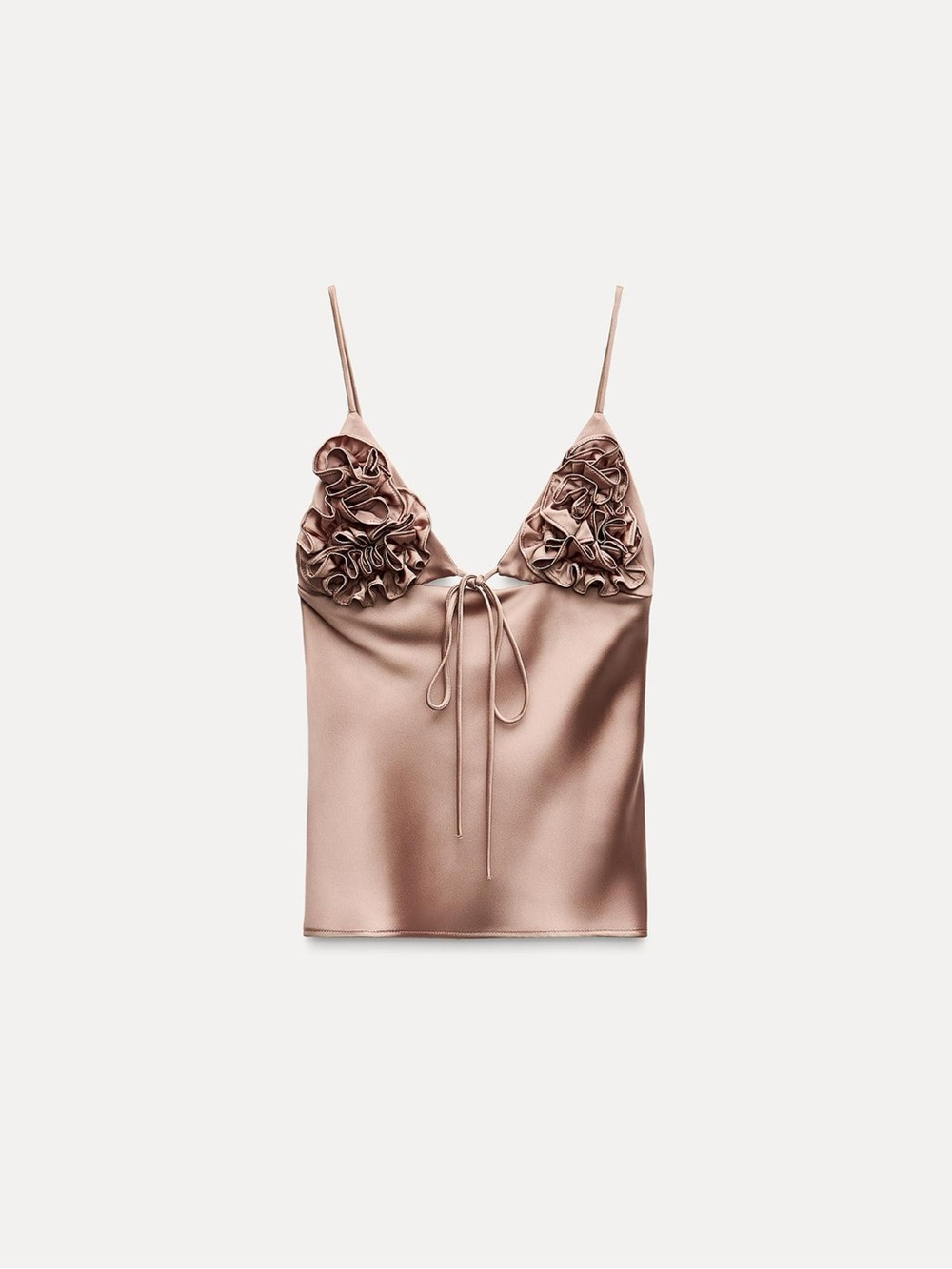Zara Satin Ruffle Cami Top
